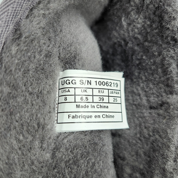 UGG I Heart Rock 'N Roll Grey Printed Hearts Black Studded Pull-On Short Boots - Picture 13 of 15